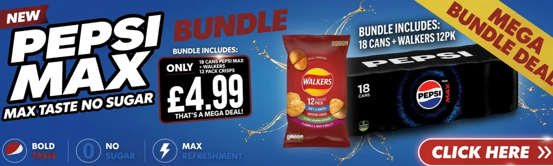 £5 Pepsi Max 18pk + Walkers 12pk