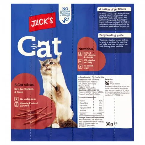 Jack's Chicken & Liver Cat 6 Sticks