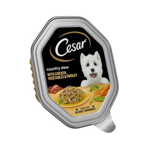 Cesar Country Stew Adult Wet Dog Food Tray Chicken & Veg in Gravy 150g