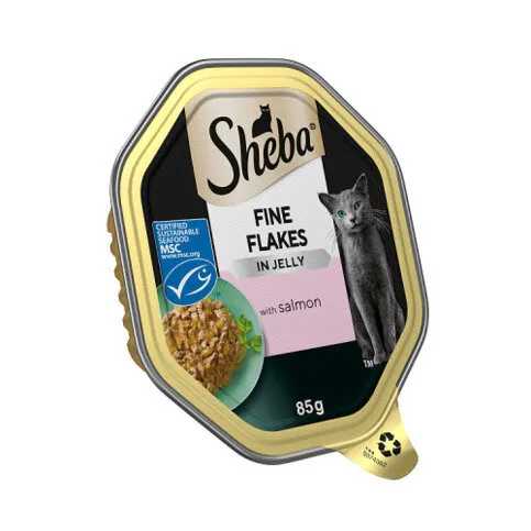 Sheba Fine Flakes Adult Wet Cat Food with Salmon Jelly 85g Tray