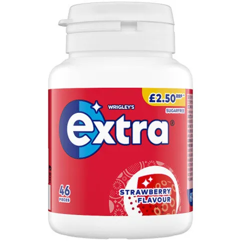 Extra Strawberry Flavour Sugarfree Chewing Gum Bottle 46 Pieces