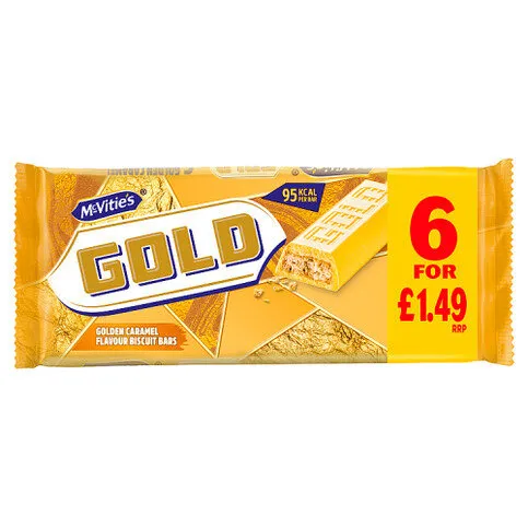Mcvitie's Gold Golden Caramel Flavour Biscuit 6 Bars 106g
