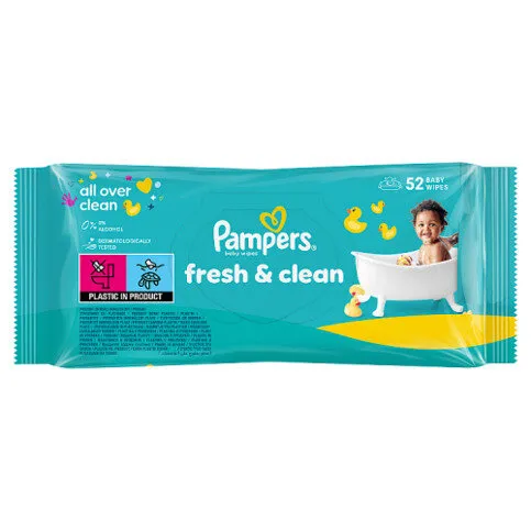 Pampers Fresh Clean Baby Wipes, 1 Pack of 52 Wipes