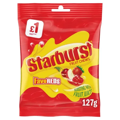 Starburst Fave Reds Vegan Chewy Sweets Fruit Flavoured Treat Bag 127g