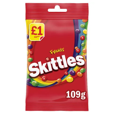 Skittles Vegan Chewy Sweets Fruit Flavoured Treat Bag 109g