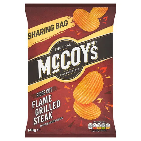 McCoy's Ridge Cut Flame Grilled Steak Flavour Potato Crisps 140g