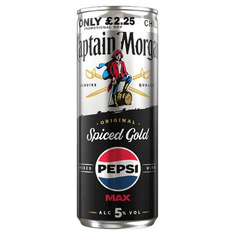 Captain Morgan Original Spiced Gold and Pepsi Max Premix 5% vol 250ml